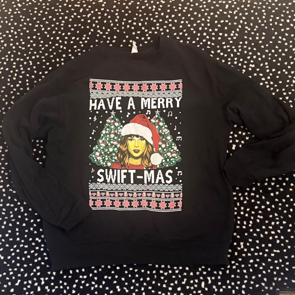 Black 'Have a Merry Swift-mas' Taylor Swift Sweatshirt Medium